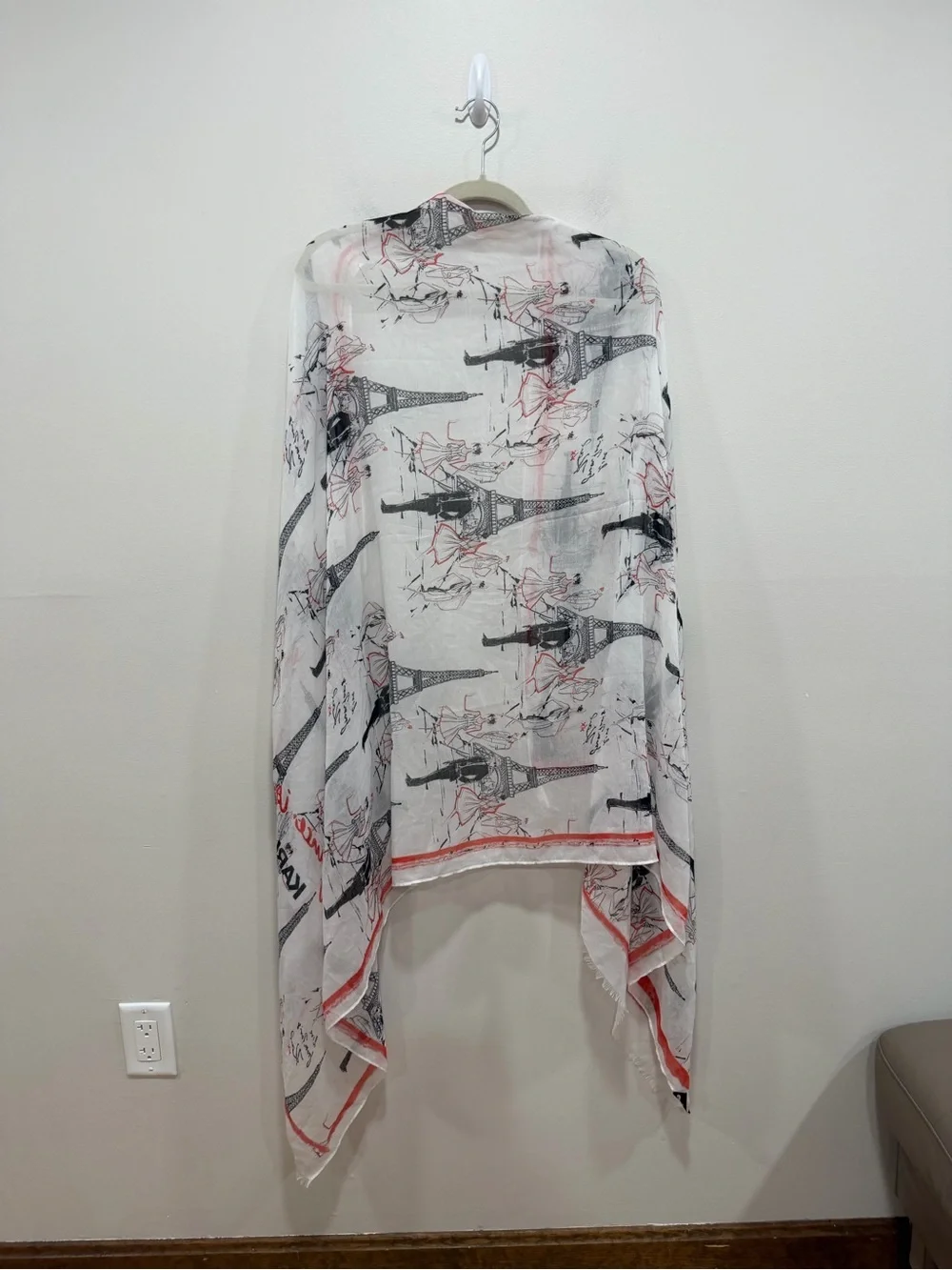 Karl Lagerfeld Paris Eiffel Tower Sketch Print Wrap Scarf Shawl 72x36